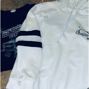 Garage black cropped long sleeve T-Shirt White Orbital sweatshirt hoodie S